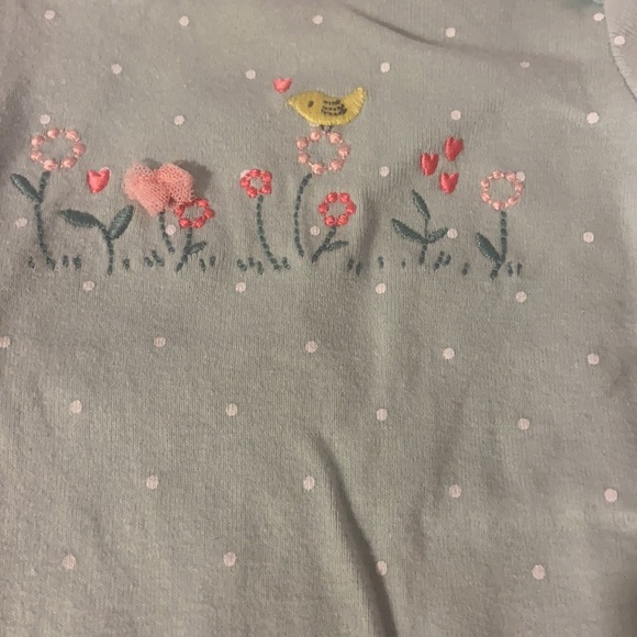 green and white polkadots flowers bird Carter’s onesie size 3 months - Picture 3 of 5